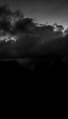 Dramatic Monochrome Sky with Ominous Clouds and Dark Landscape