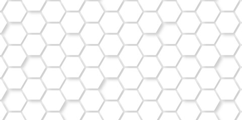 Abstract seamless honeycomb hexagon background. Geometric texture white gray pattern design.
