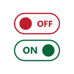 on off toggle switch buttons . switch toggle slider icon with red and green button. turn on and turn off icons buttons, web UI interface vector illustration signs