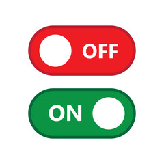 on off toggle switch buttons . switch toggle slider icon with red and green button. turn on and turn off icons buttons, web UI interface vector illustration signs