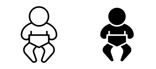 Baby icon in black modern and lines and solid
