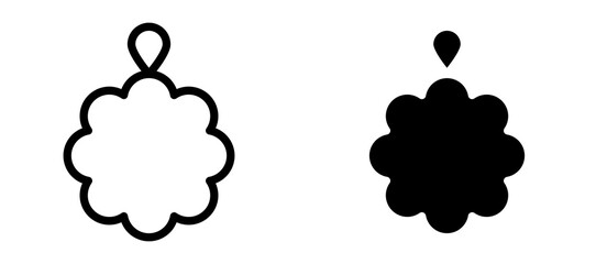 Shower sponge ball icon in black modern and lines and solid