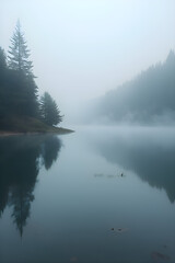 Morning fog over the lake