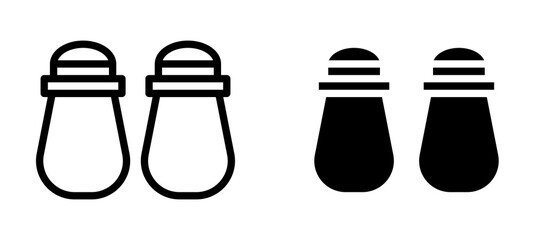 Salt and pepper shakers icon in black modern and lines and solid