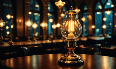 A single lit candle sits on top of a wooden table, perfect for adding ambiance to any setting