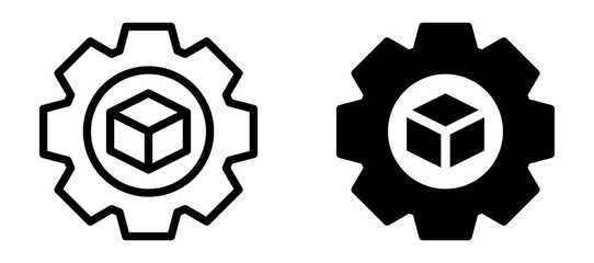 Product development icon in black modern and lines and solid