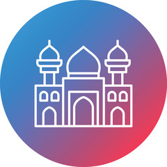Mosque Line Gradient Circle Background Icon