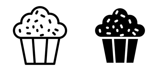 Muffin icon in black modern and lines and solid
