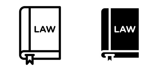 Law book icon in black modern and lines and solid