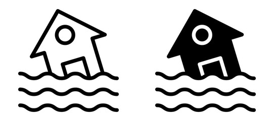 Flood icon in black modern and lines and solid