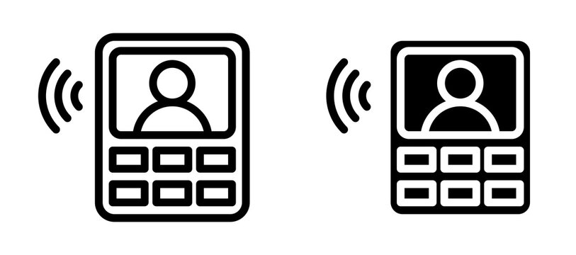 Intercom icon in black modern and lines and solid
