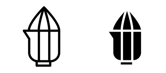 Juicer squeezer icon in black modern and lines and solid