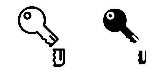 Broken key icon in black modern and lines and solid