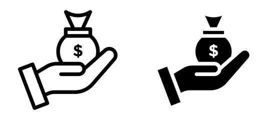 loan icon in black modern and lines and solid