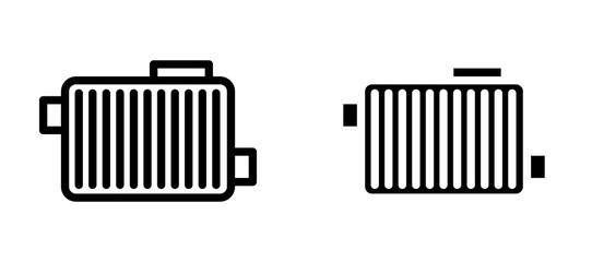 car radiator icon in black modern and lines and solid