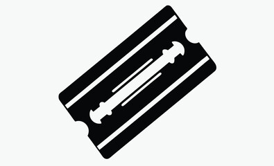 razor blade silhouette, shaving tool icon, sharp edge vector, black white blade, grooming item graphic, minimal blade design, hygiene tool shape, barber equipment symbol