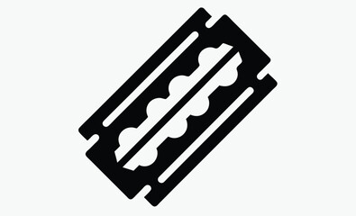 razor blade silhouette, shaving tool icon, sharp edge vector, black white blade, grooming item graphic, minimal blade design, hygiene tool shape, barber equipment symbol