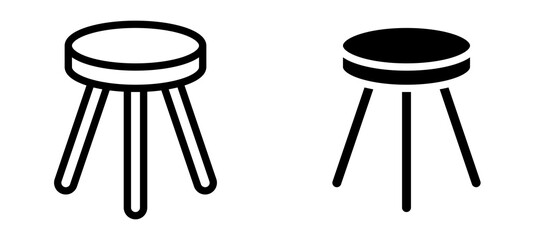 Stool icon in black modern and lines and solid