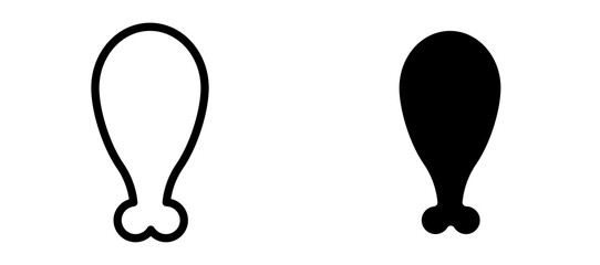 Chicken leg icon in black modern and lines and solid