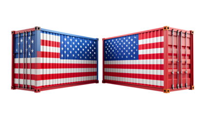 International Trade Dispute USA vs World, Freight Container Conflict Transparent background PNG