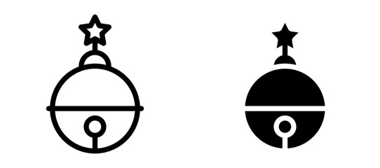 Jingle bell icon in black modern and lines and solid