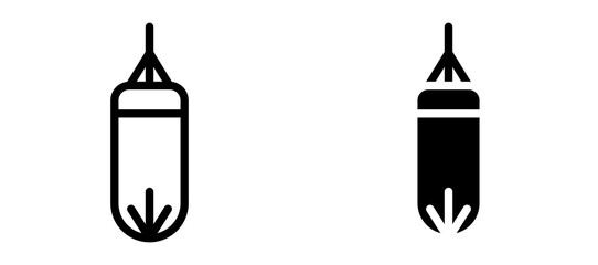 Punching bag icon in black modern and lines and solid