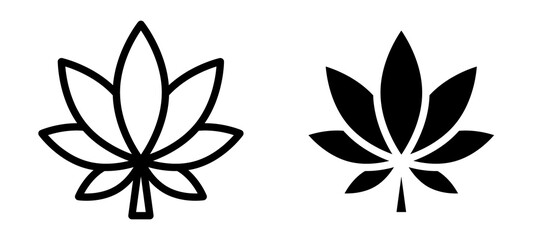 Weed icon in black modern and lines and solid
