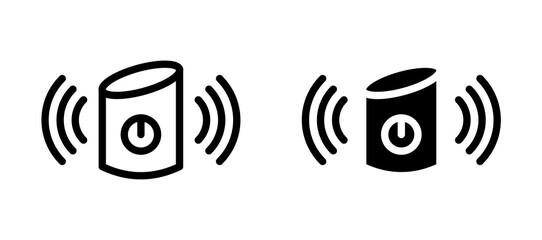 Smart speaker icon in black modern and lines and solid