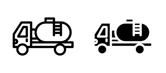 Fuel truck icon in black modern and lines and solid