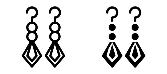 Earrings icon in black modern and lines and solid