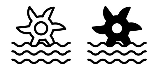 Hydro power icon in black modern and lines and solid