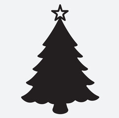 Christmas tree silhouette vector art illustration, Christmas tree isolated on white