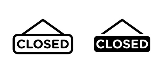 Closed sign icon in black modern and lines and solid