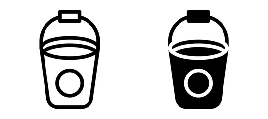 Water bucket icon in black modern and lines and solid