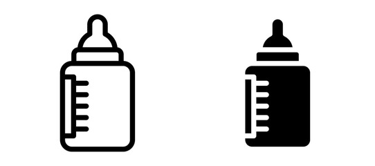 Baby milk bottle icon in black modern and lines and solid