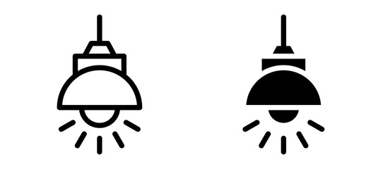 Hanging light icon in black modern and lines and solid