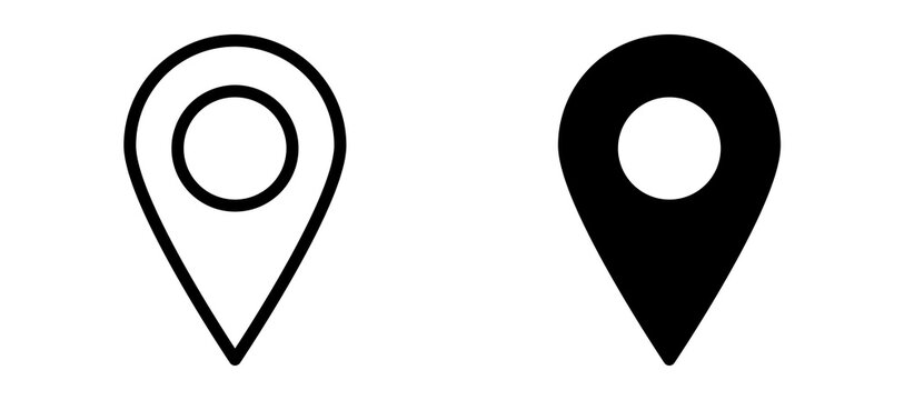 Navigation pin icon in black modern and lines and solid