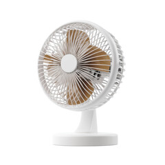 Mini fan, ultra realistic uhd photo, on white plain isolated, top view, clear contours and boundaries, contrast, standalone full object, no shadows, lifelike accuracy, commercial photoshoot