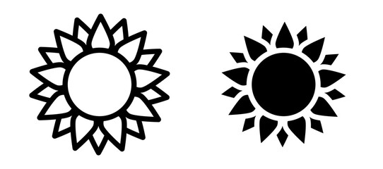 Flower icon in black modern and lines and solid