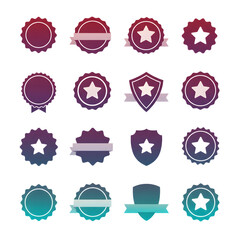 Gradient badge and ribbon icon set
