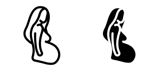 Pregnant woman icon in black modern and lines and solid