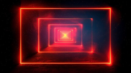 Fototapeta premium Sci-fi futuristic red square tunnel with immersive lighting perspective high resolution backgrounds