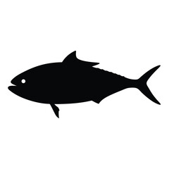 amberjack vector silhouette icon - ideal for fishing logos, seafood icons, and aquatic-themed graphics.