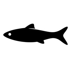 anchovy vector silhouette icon - ideal for fishing logos, seafood icons, and aquatic-themed graphics.