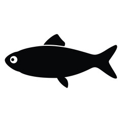anchovy vector silhouette icon - ideal for fishing logos, seafood icons, and aquatic-themed graphics.