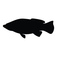 arowana vector silhouette icon - ideal for fishing logos, seafood icons, and aquatic-themed graphics.