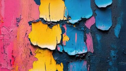 Close-up view of old wall with peeling paint, potential for use in renovation or restoration scenes