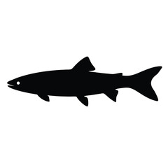 barracuda vector silhouette icon - ideal for fishing logos, seafood icons, and aquatic-themed graphics.