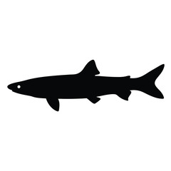 barracuda vector silhouette icon - ideal for fishing logos, seafood icons, and aquatic-themed graphics.