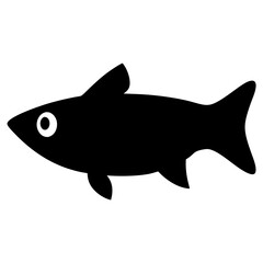 barracuda vector silhouette icon - ideal for fishing logos, seafood icons, and aquatic-themed graphics.